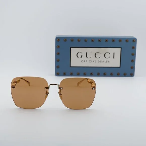 Gucci GG1923SA 003 Square Sunglasses - Gold with Pearl/Brown